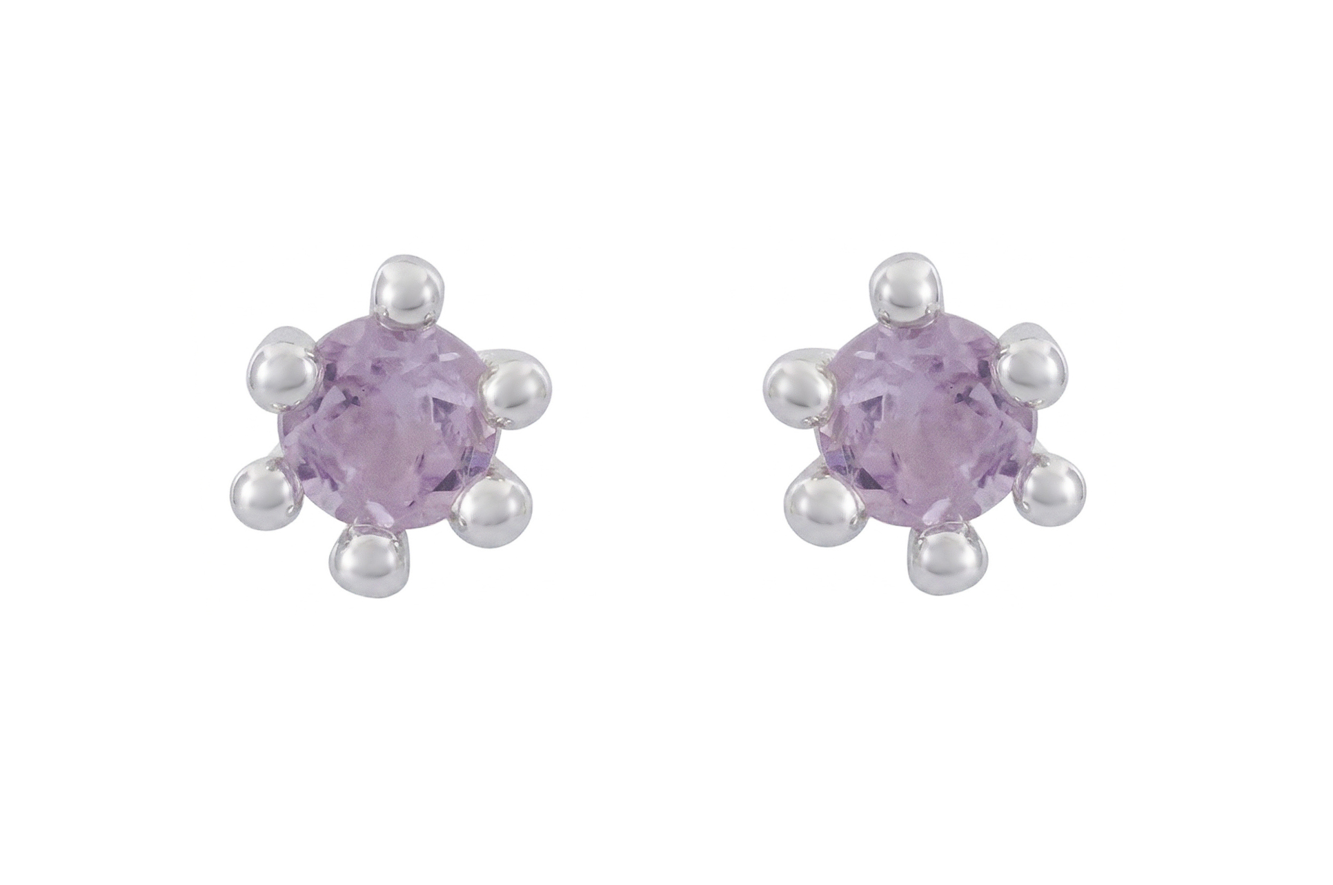 Cosmic Amethyst Silver Stud Earrings