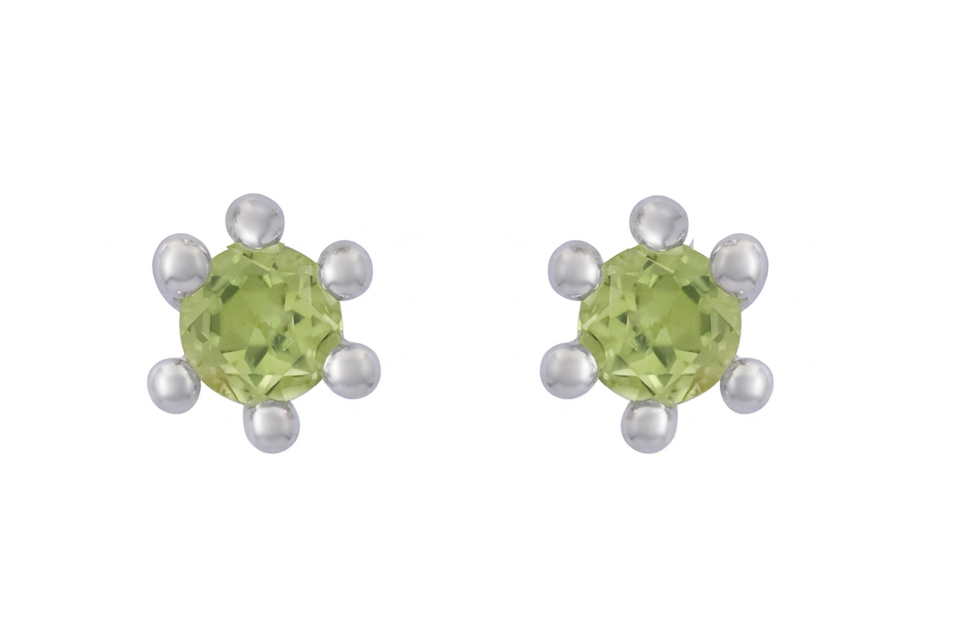 Cosmic Peridot Silver Stud Earrings