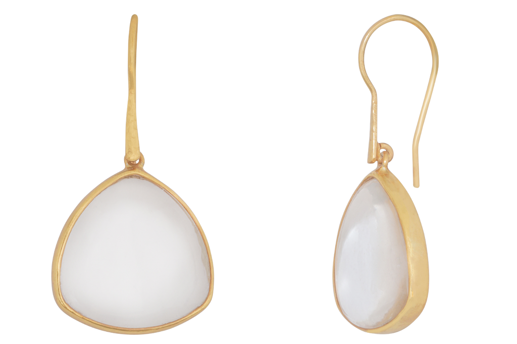 Pebble Cabochon Rock Crystal Earrings