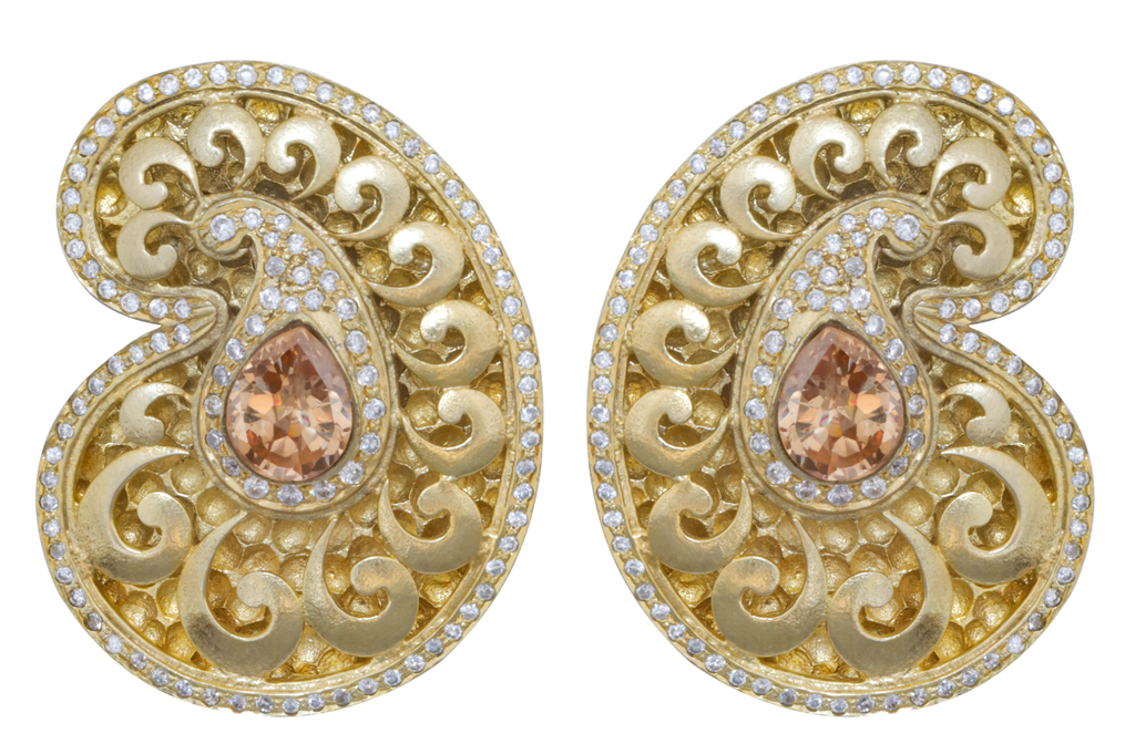 Large Paisley Stud Statement Earrings