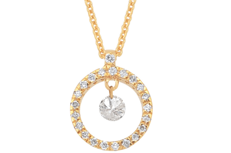 Dancing Diamond & Fine Gold Pendant Necklace