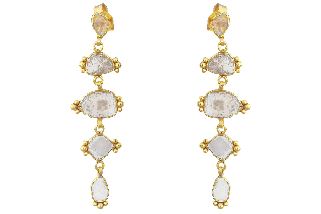 Delhi Diamond Dotted Drop Earrings