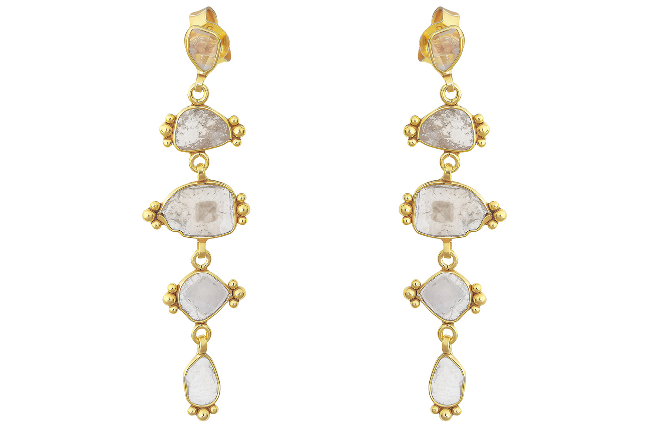 Delhi Diamond Dotted Drop Earrings