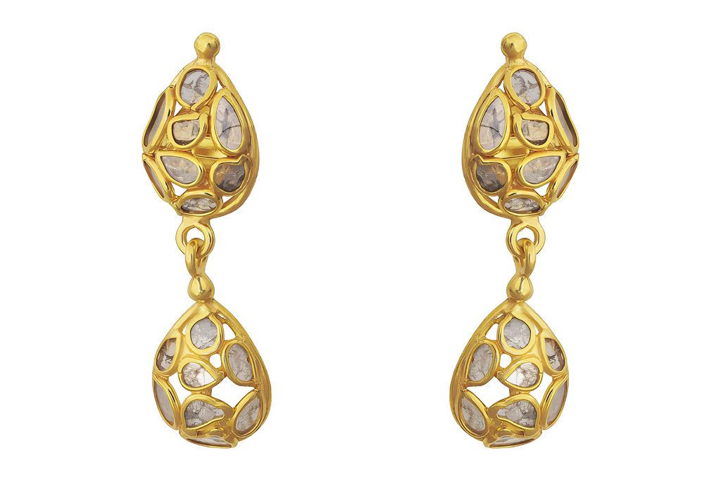 Delhi Diamond Double Pear-Shaped Drop Earrings