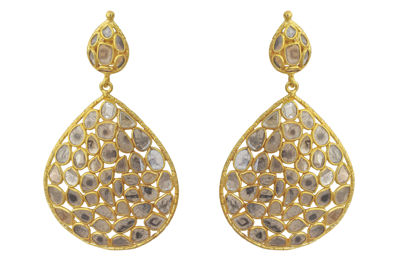 Dehli Diamond Statement Double Drop Earrings