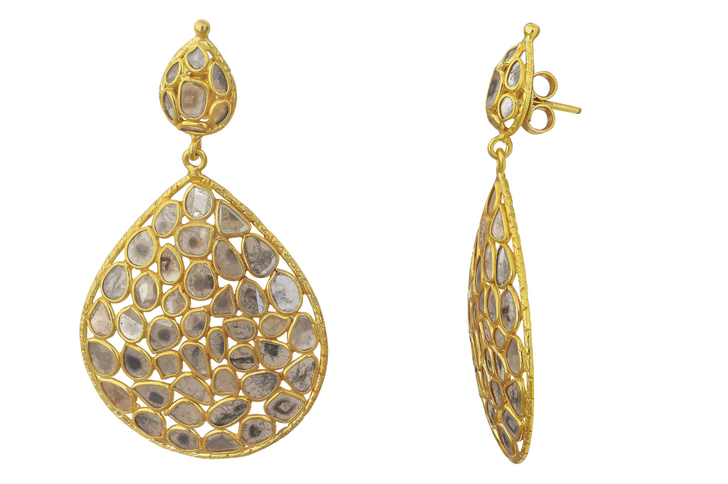 Dehli Diamond Statement Double Drop Earrings