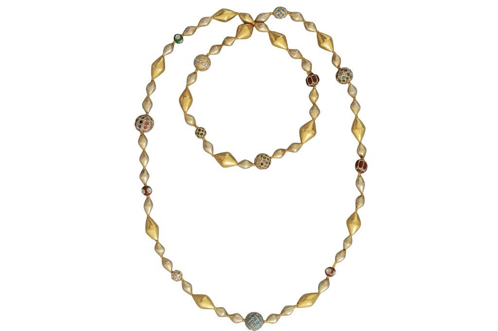 Dholki & Jadau Bead Long Knotted Necklace
