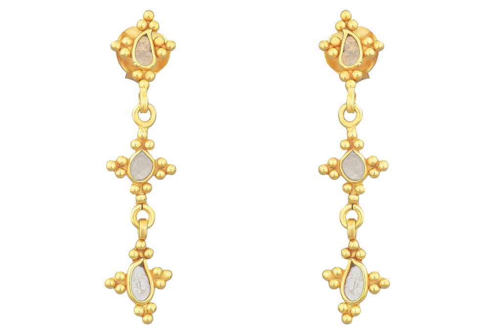 Delhi Diamond Starburst Line Earrings