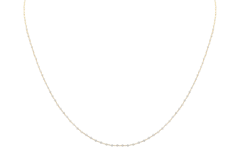 Fine Gold & Grey Diamond Rosary Necklace