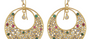 Dehli Diamond, Ruby & Emerald Half Moon Earrings
