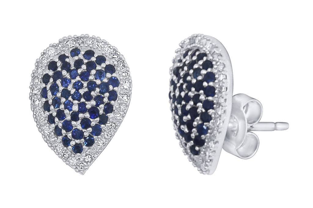 Sterling Silver & Sapphire Paisley Stud Earrings