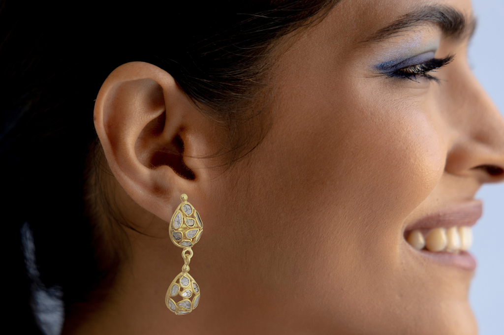 Delhi Diamond Double Pear-Shaped Drop Earrings