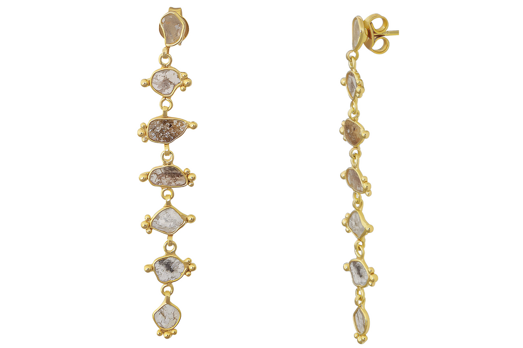 Delhi Diamond Dotted Line Earrings