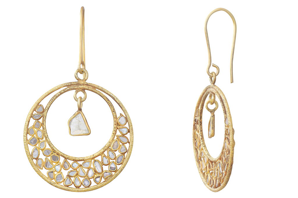 Delhi Diamond Half Moon Earrings