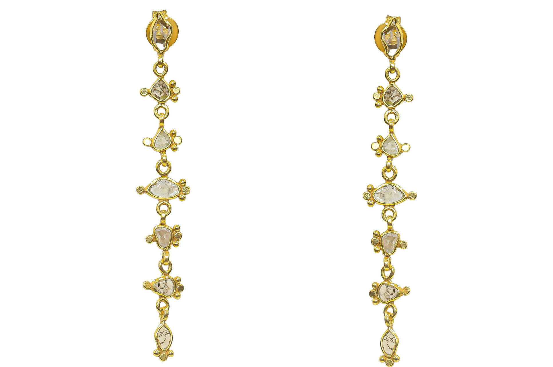 Delhi Diamond Dotted Line Earrings