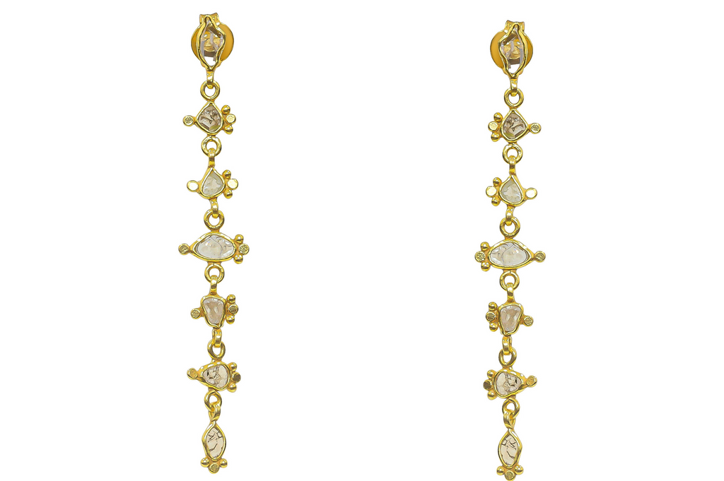 Delhi Diamond Dotted Line Earrings