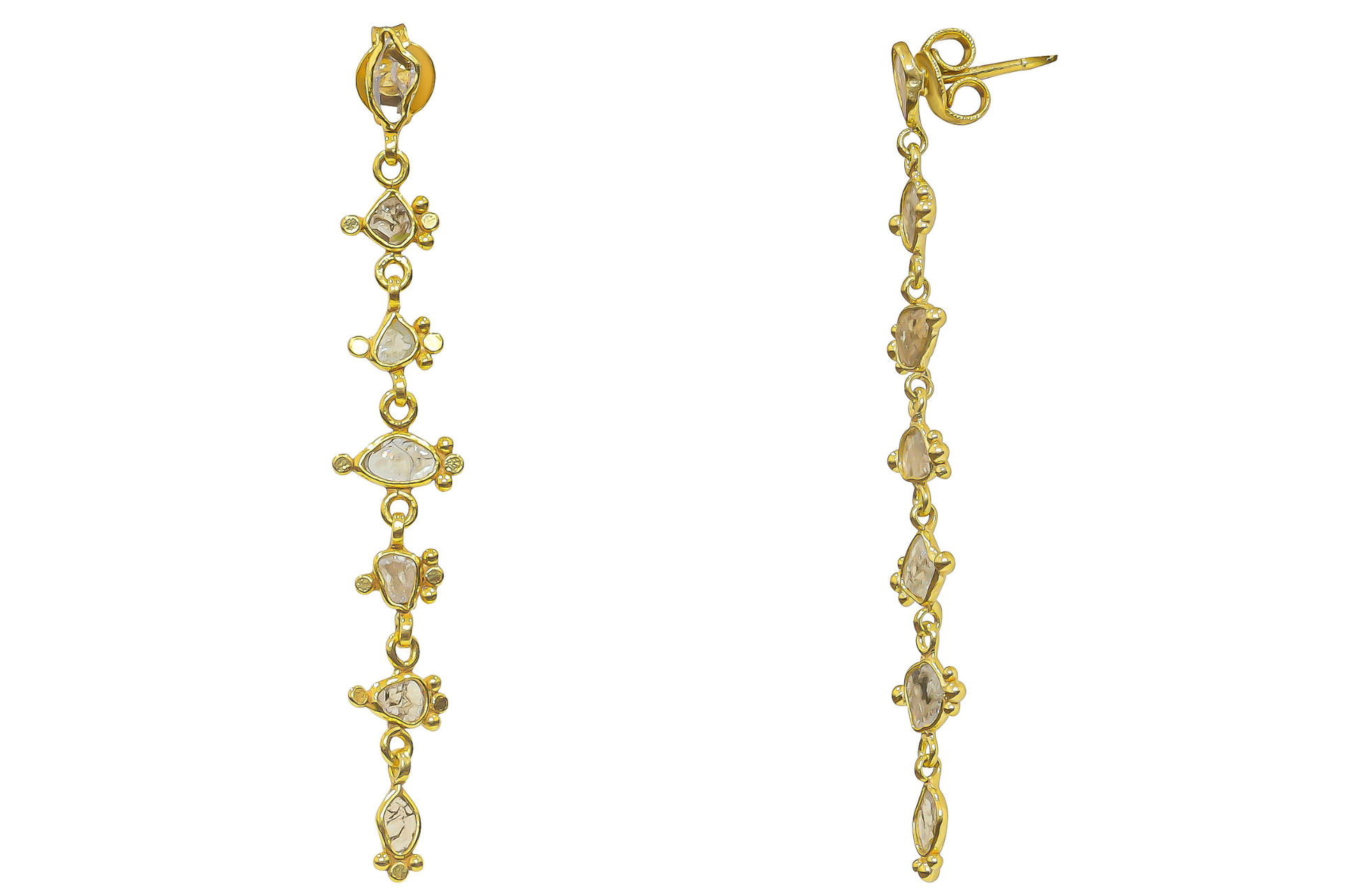 Delhi Diamond Dotted Line Earrings