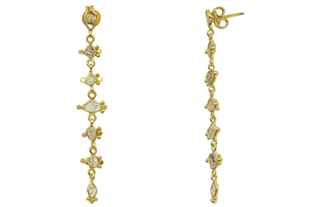 Delhi Diamond Dotted Line Earrings