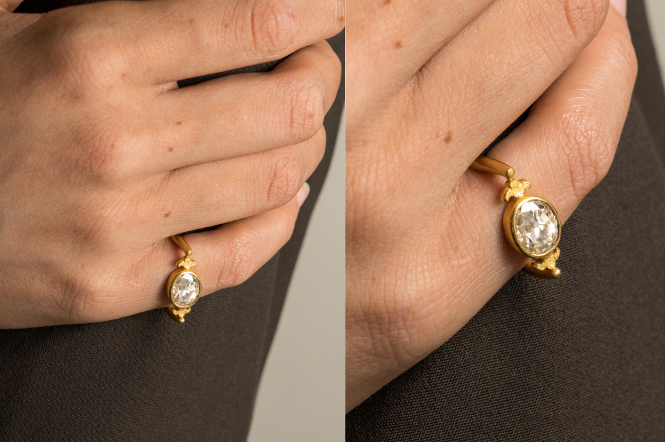 Fine Gold Diamond Swivel Ring