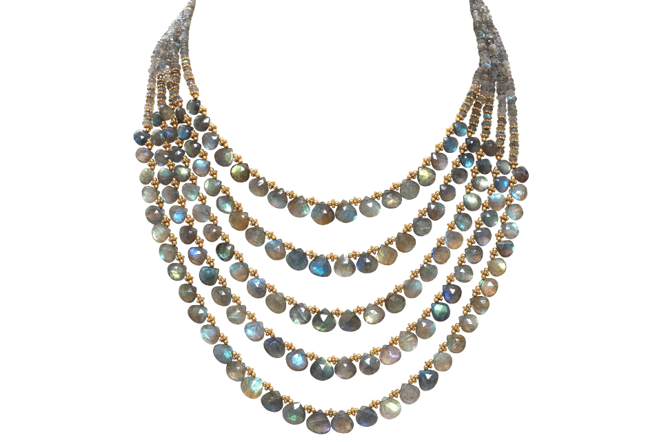 Diva Labradorite 5 Line Beaded Necklace