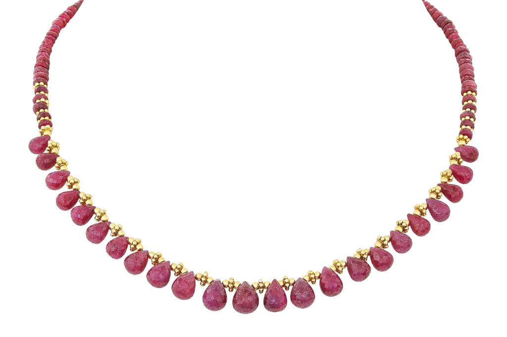 Diva Ruby Single Line Bead Necklace