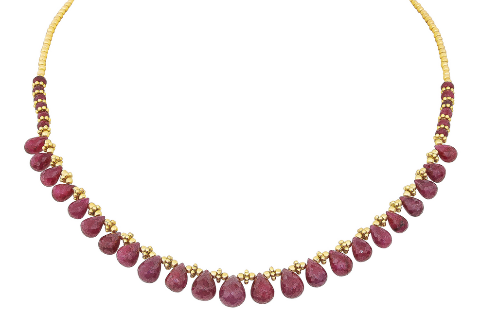 Diva Ruby & Gold Bead Necklace
