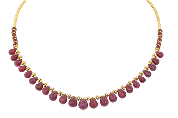 Diva Ruby & Gold Bead Necklace