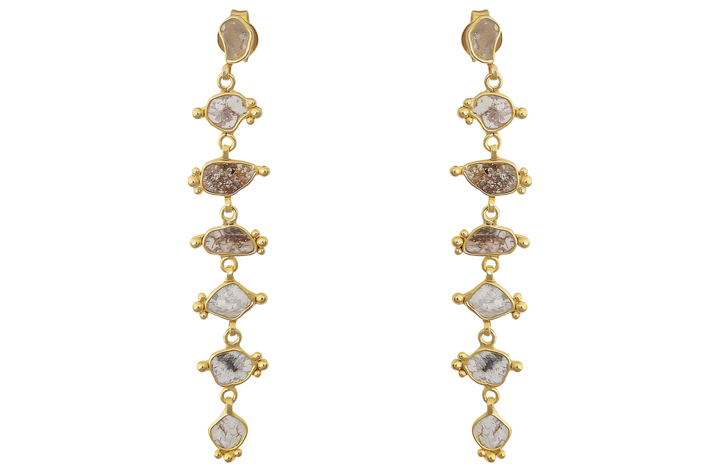 Delhi Diamond Dotted Line Earrings