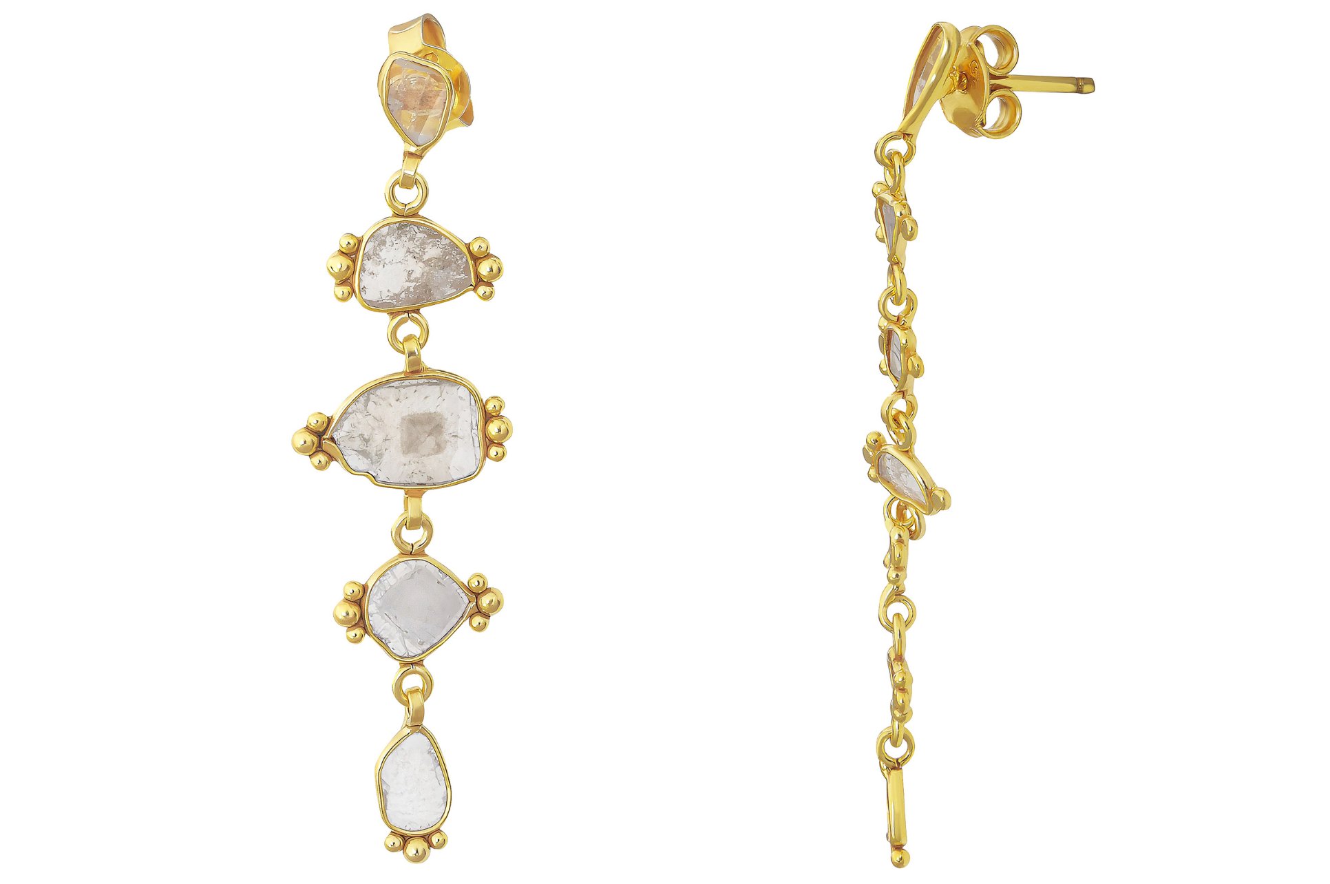 Delhi Diamond Dotted Drop Earrings