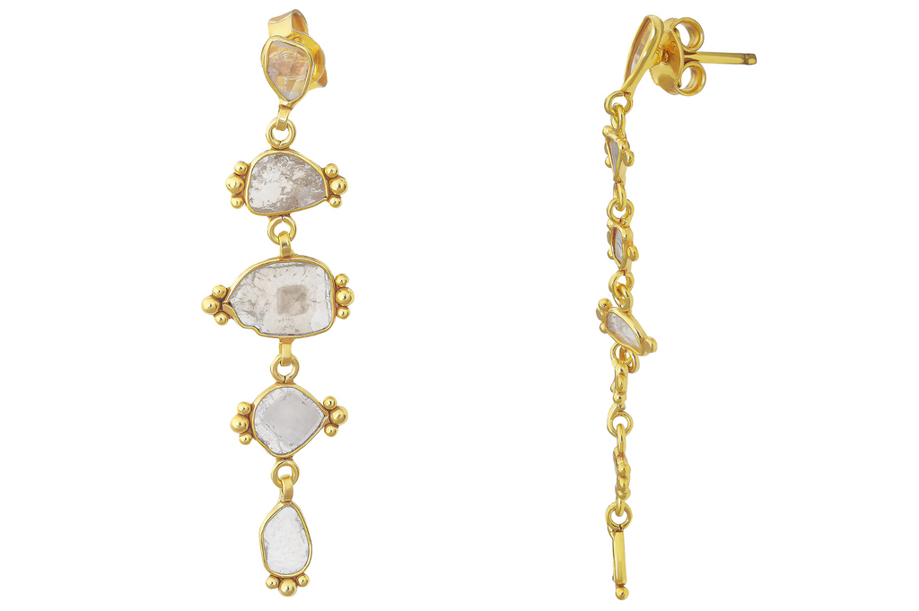 Delhi Diamond Dotted Drop Earrings