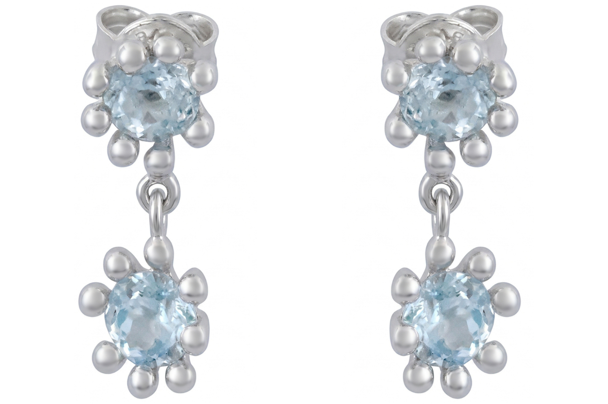 Cosmic Blue Topaz Silver Drop Earrings