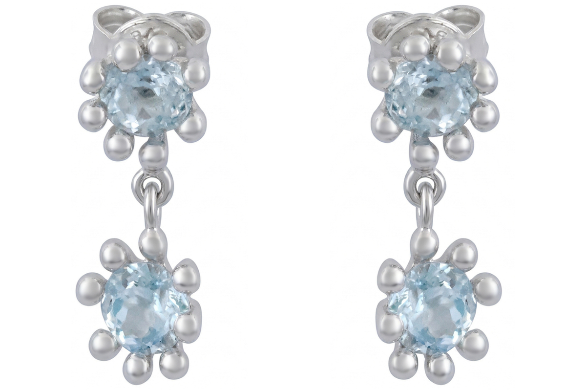 Cosmic Blue Topaz Silver Drop Earrings
