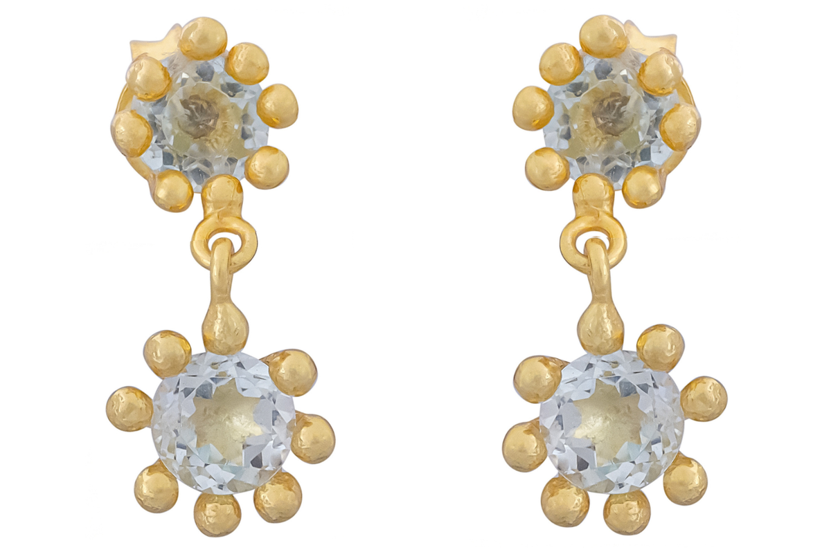 Cosmic Blue Topaz Drop Earrings