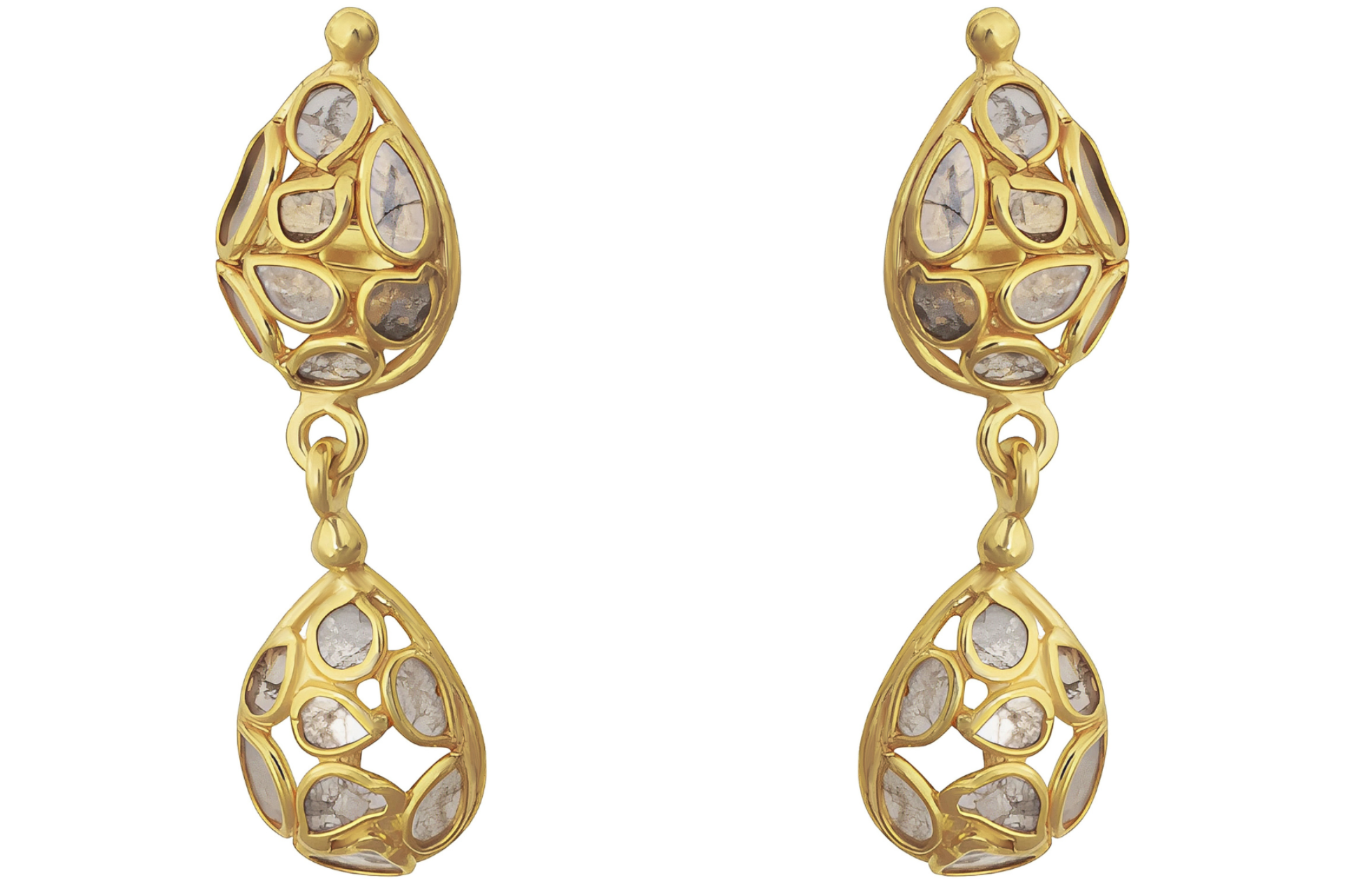 Delhi Diamond Double Pear-Shaped Drop Earrings