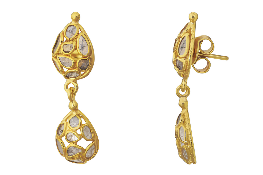 Delhi Diamond Double Pear-Shaped Drop Earrings