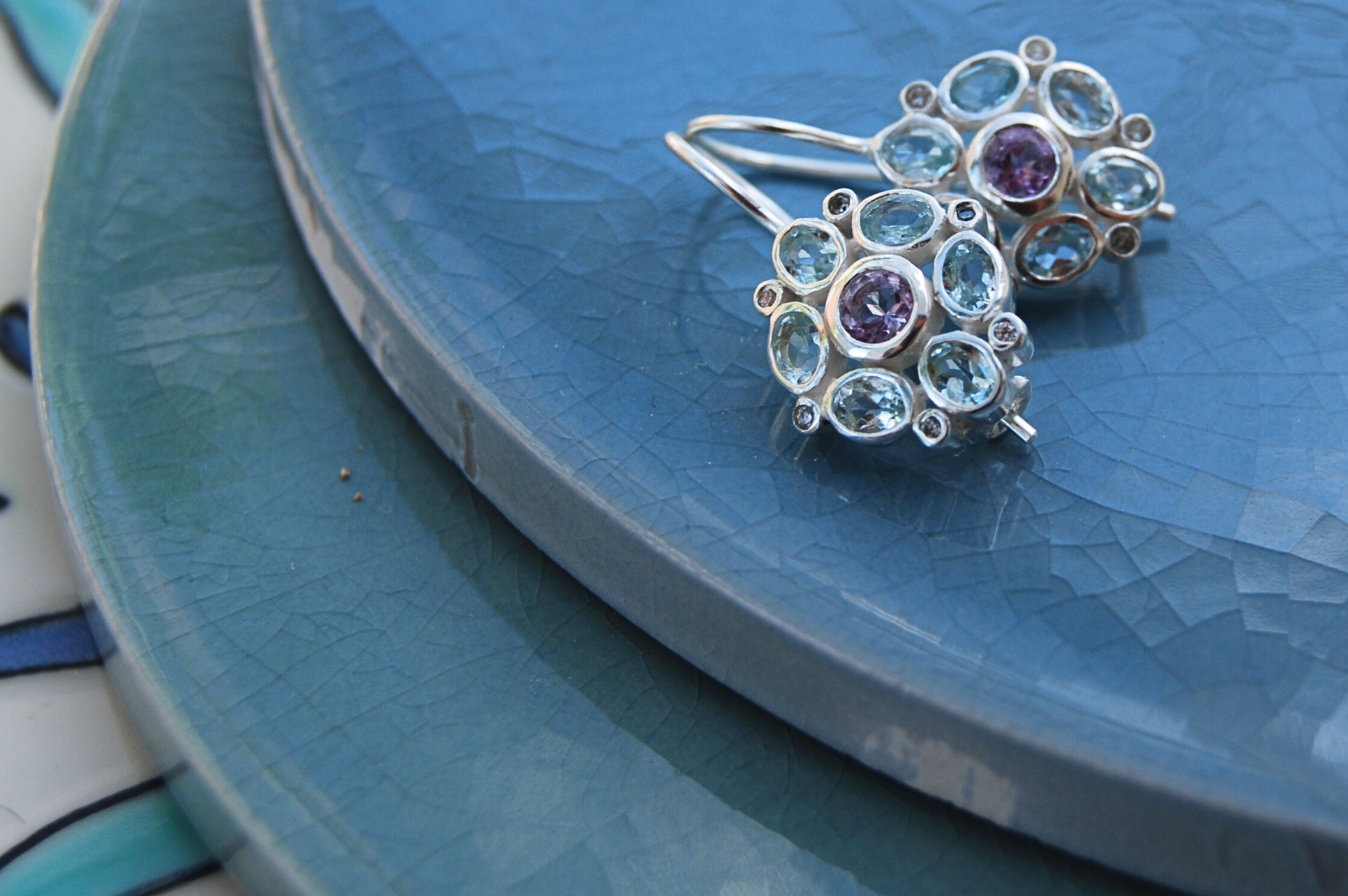Posie Silver Amethyst & Blue Topaz Drop Earrings