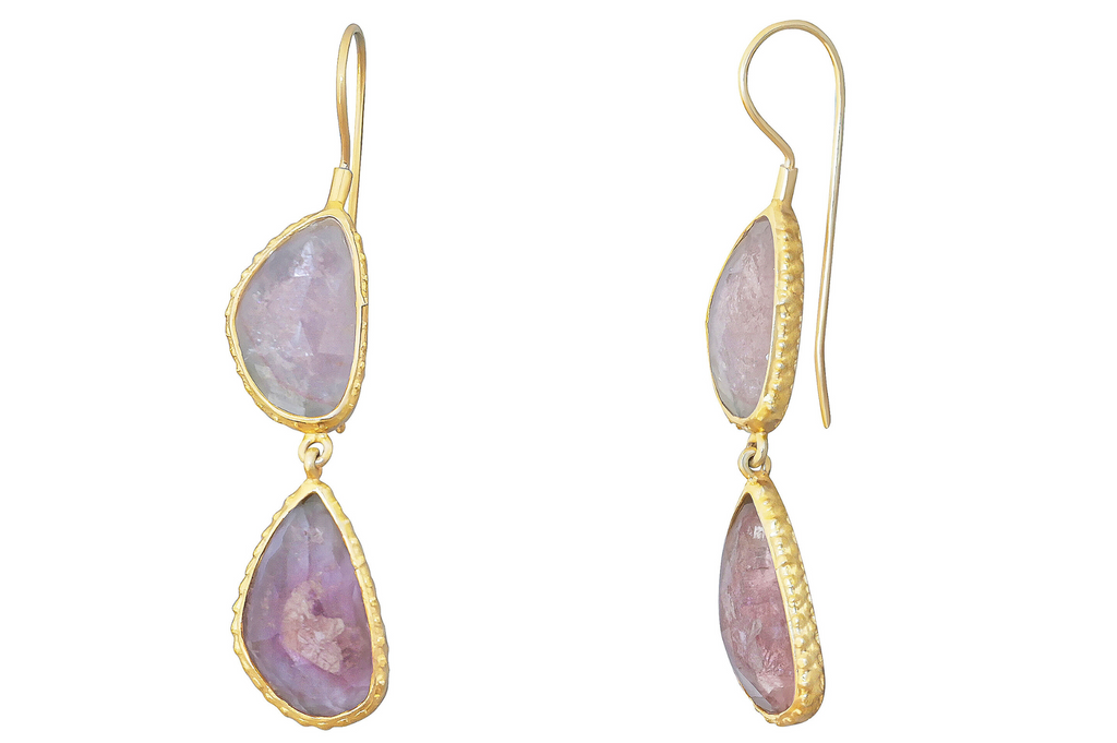 Pale Pink Double Drop Tourmaline Earrings