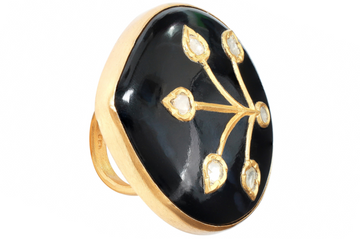 Ellie Black Onyx & Diamond Jadau Ring