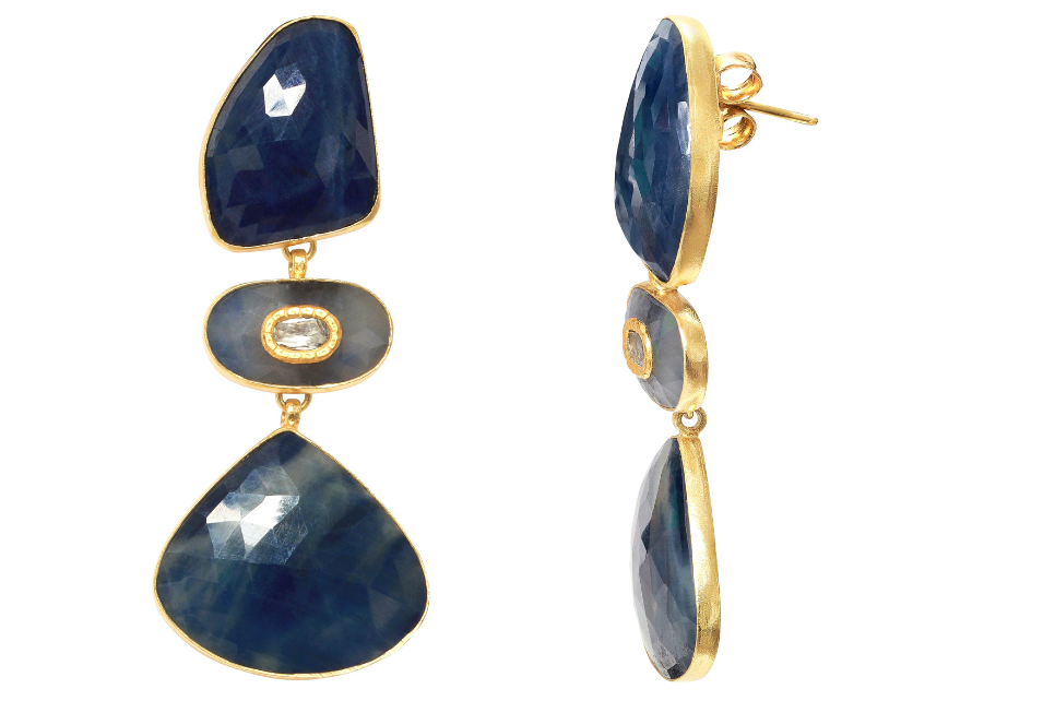 Ellie Labradorite, Sapphire & Diamond Jadau Earrings