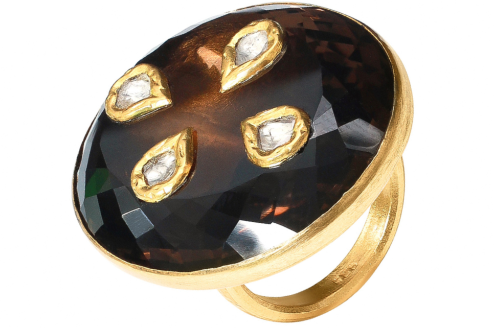 Ellie Smoky Quartz & Diamond Jadau Ring