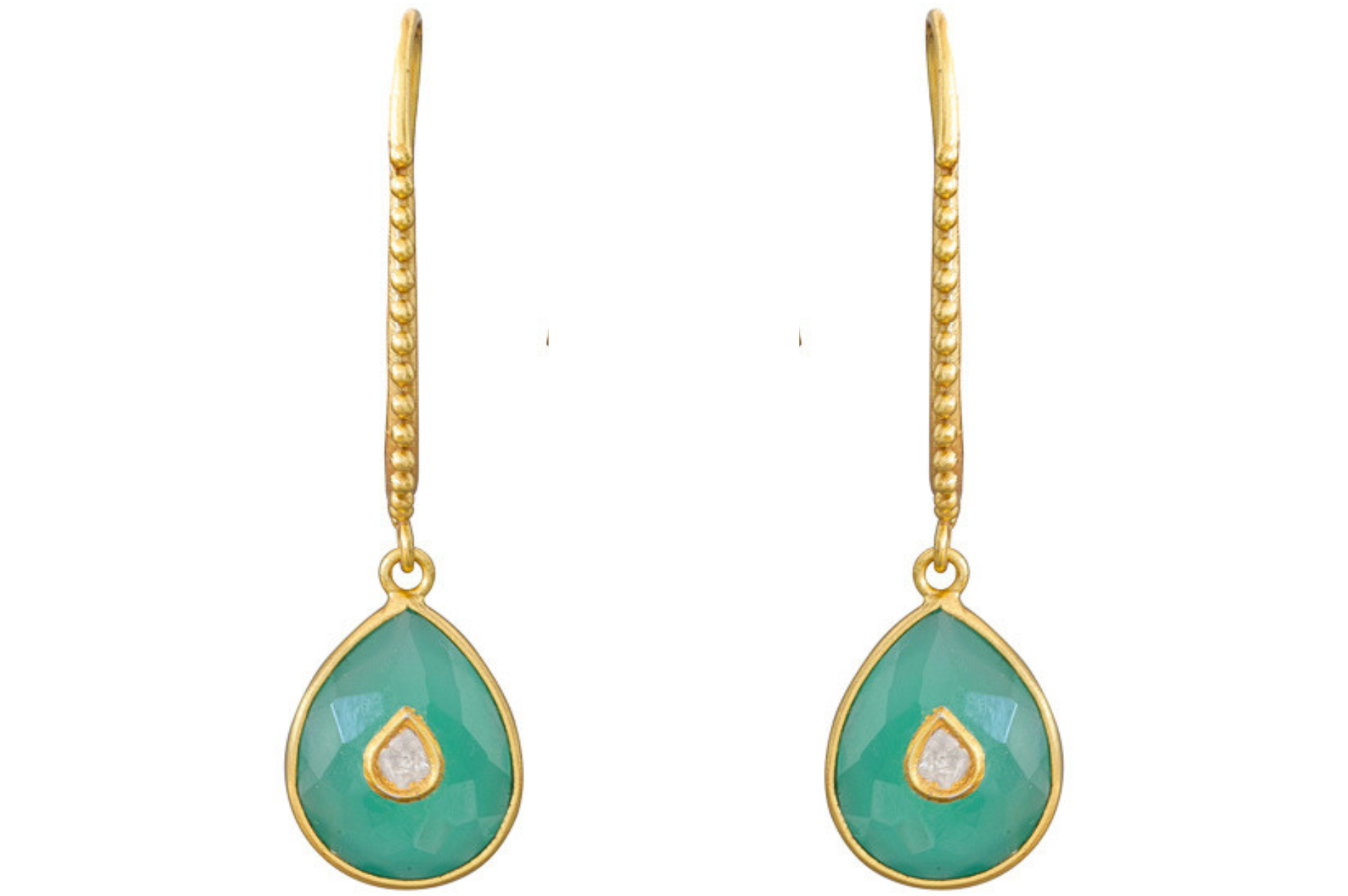Elodie Green Onyx & Diamond Jadau Earrings
