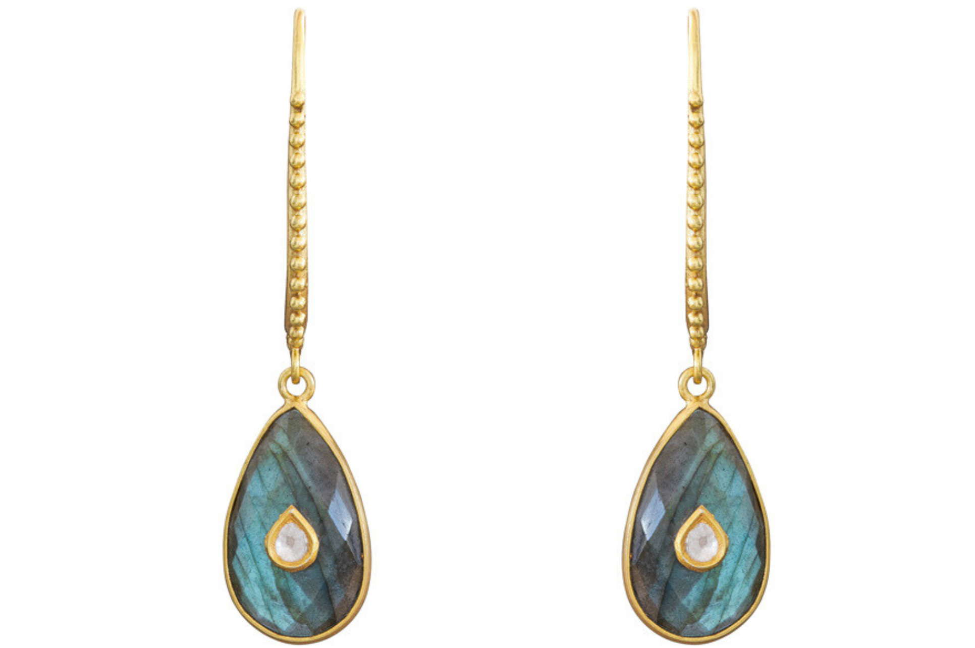 Elodie Labradorite & Diamond Jadau Earrings