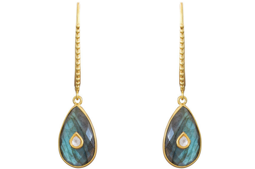 Elodie Labradorite & Diamond Jadau Earrings