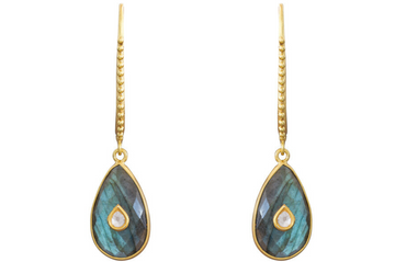 Elodie Labradorite & Diamond Jadau Earrings