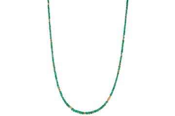 Emerald & Fine Gold Bead Necklace