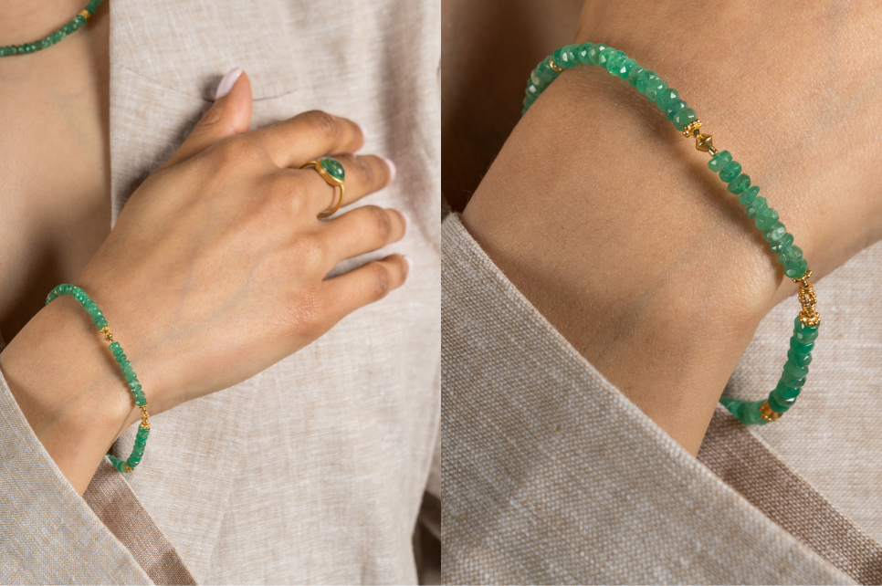 Fine Gold & Emerald Bead Bracelet