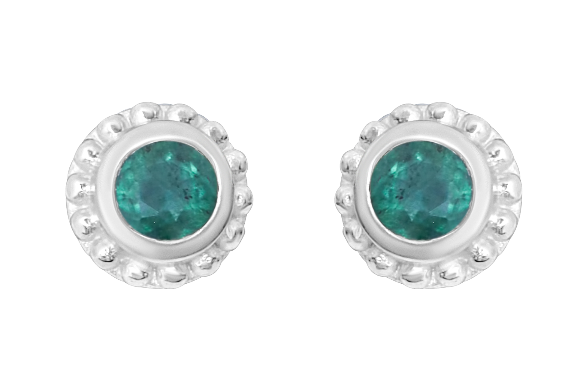 Sunbeam Emerald Silver Stud Earrings