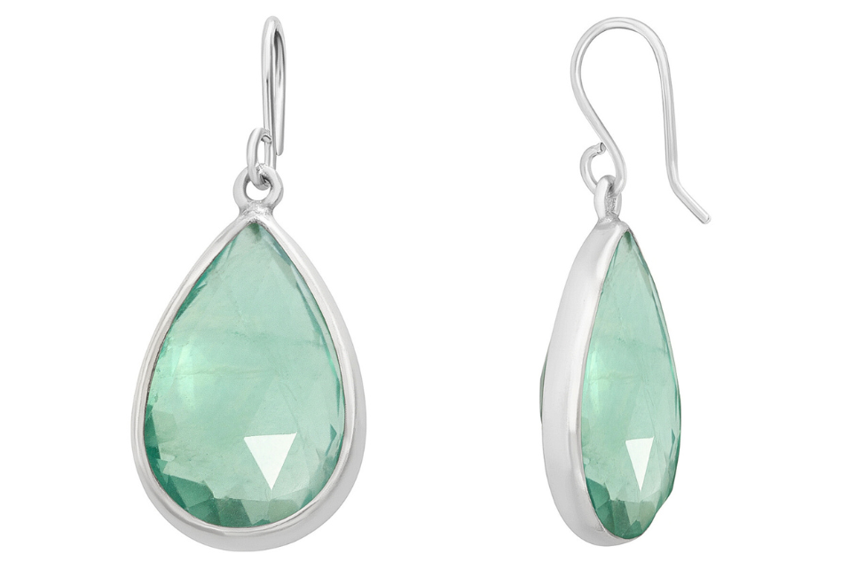 Faceted Fluorite Single Drop Earings