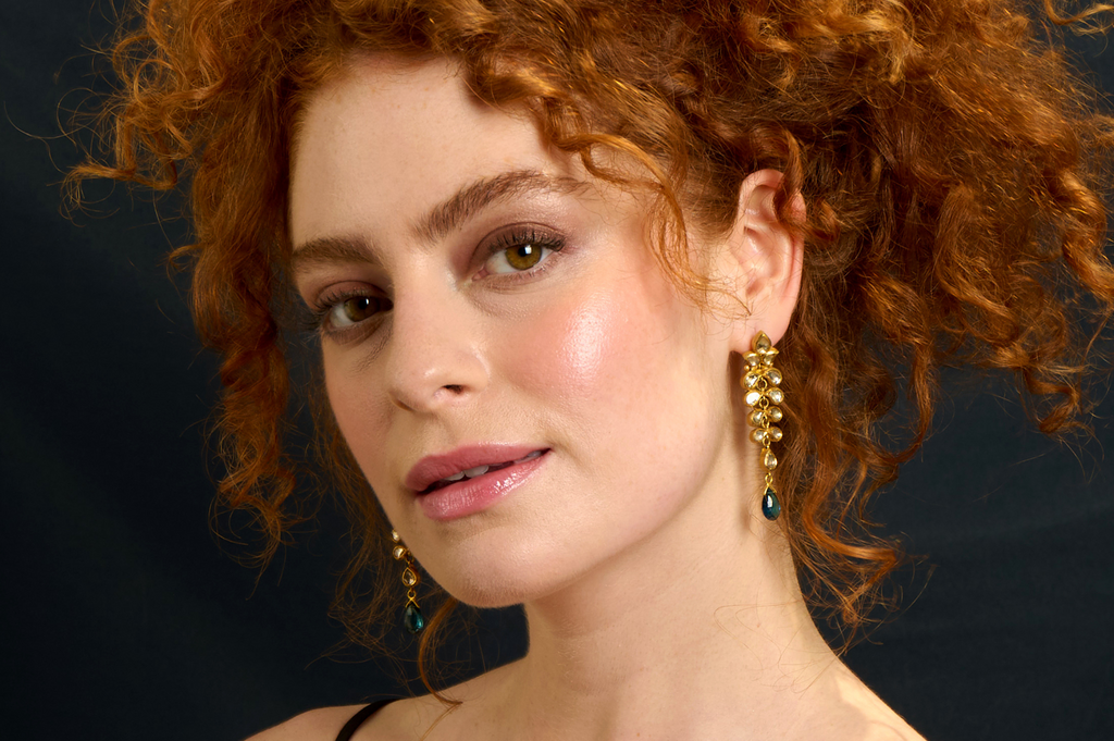 Fine Gold Diamond Earrings with Blue Tourmaline Drops