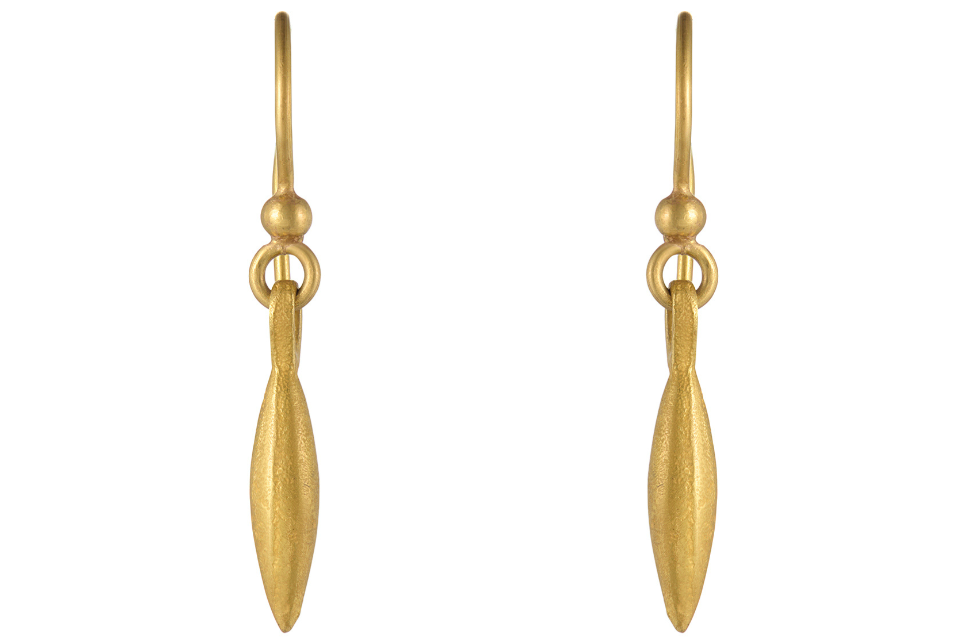 Fine Gold Flower Pod Drop Earrings